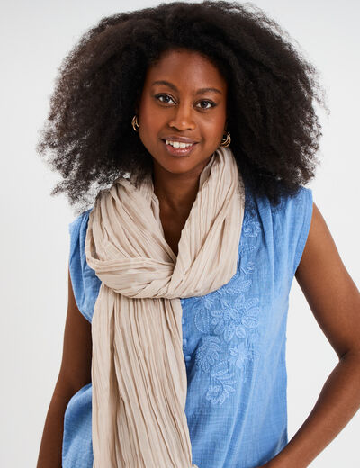 Foulard aspect froissé sable femme