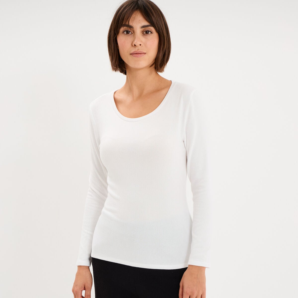 T-shirt thermique manches longues blanc femme
