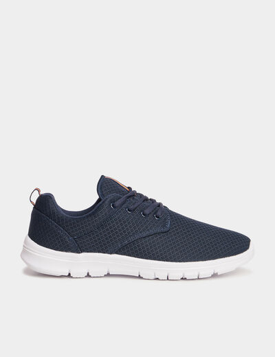 Baskets plates running crantées bleu marine homme