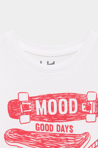T-shirt manches courtes coton col rond blanc gar&ccedil;on