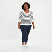 Pull col en V manches 3/4 ecru femme grande taille