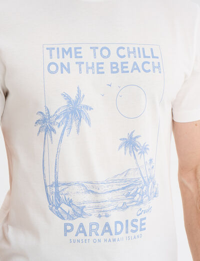 T-shirt col rond manches courtes coton blanc homme