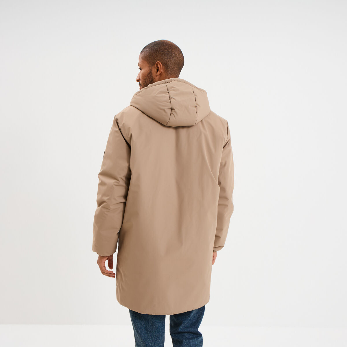 Parka d&eacute;perlante doubl&eacute;e &agrave; capuche taupe homme
