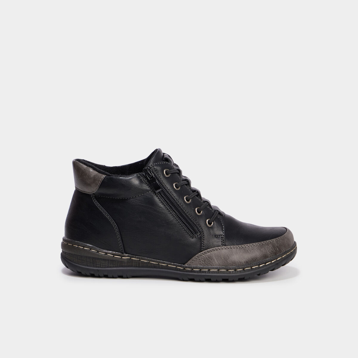 Boots zipp&eacute;es &agrave; lacets noir femme