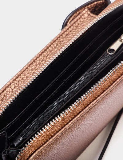 Sac pochette à bandoulière couleur bronze femme