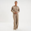 Pantalon de jogging large &eacute;lastiqu&eacute; taupe femme