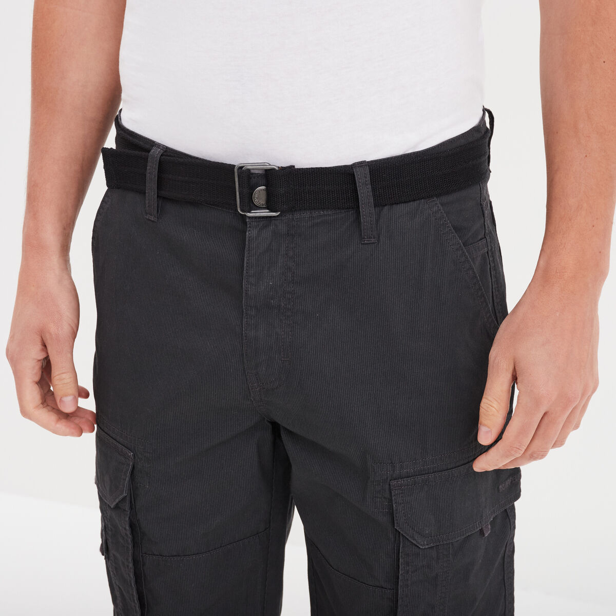 Bermuda cargo côtelé ceinturé Trappeur gris foncé homme