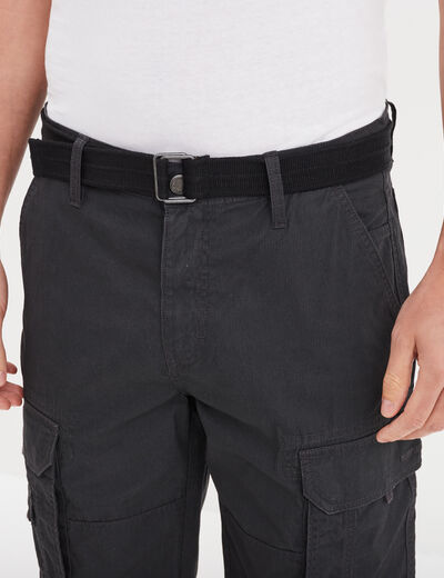 Bermuda cargo côtelé ceinturé Trappeur gris foncé homme