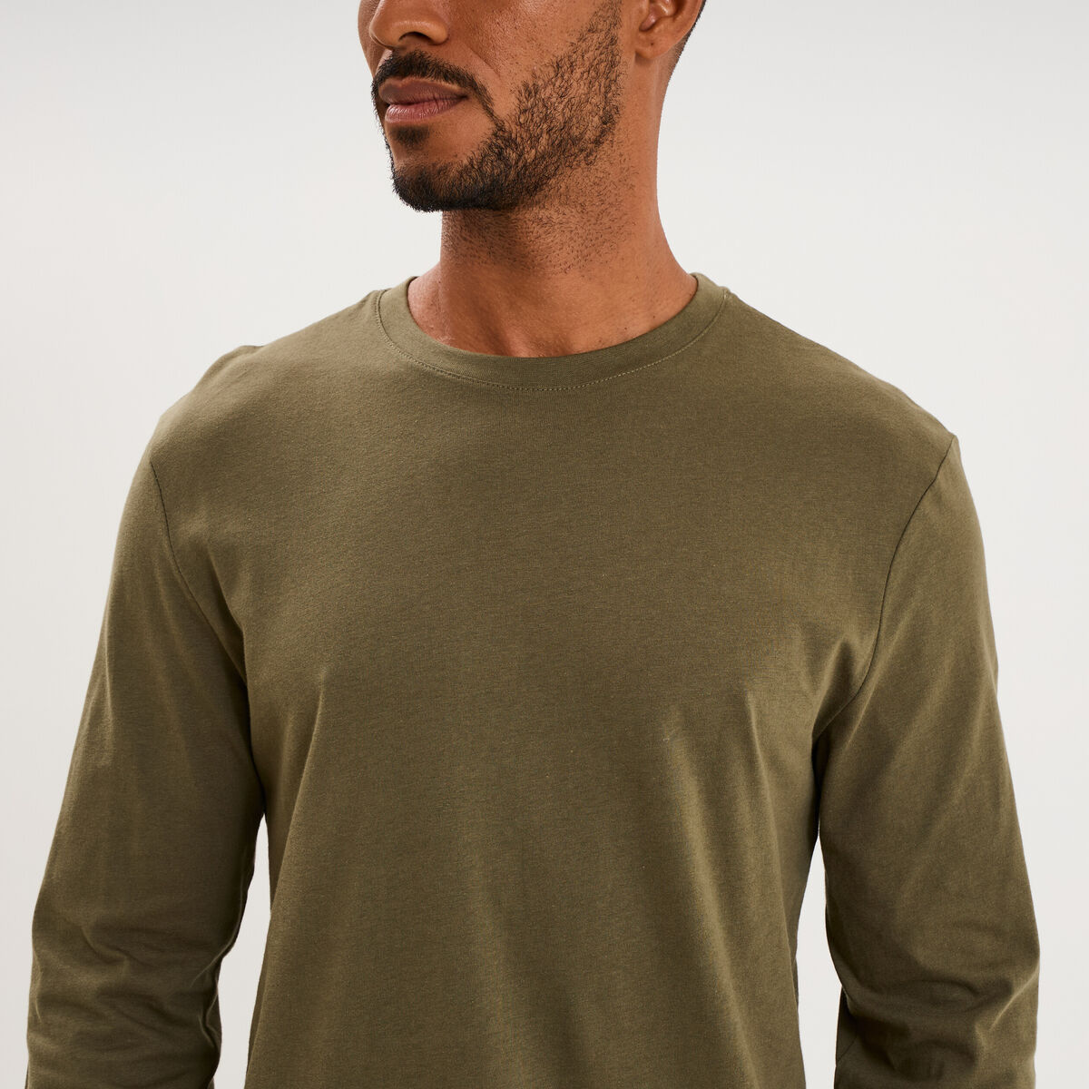 T-shirt manches longues vert kaki homme