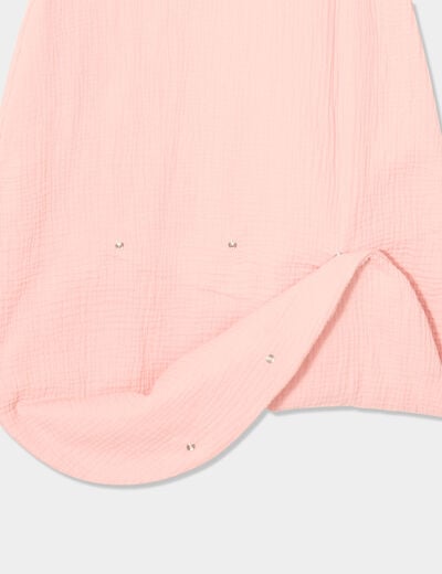 Gigoteuse sans manches gaze de coton rose poudrée bébé fille