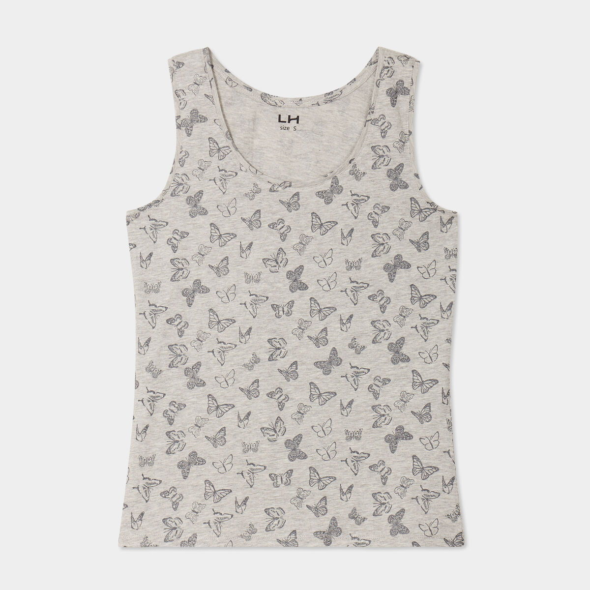 Débardeur coton bretelles larges gris clair femme