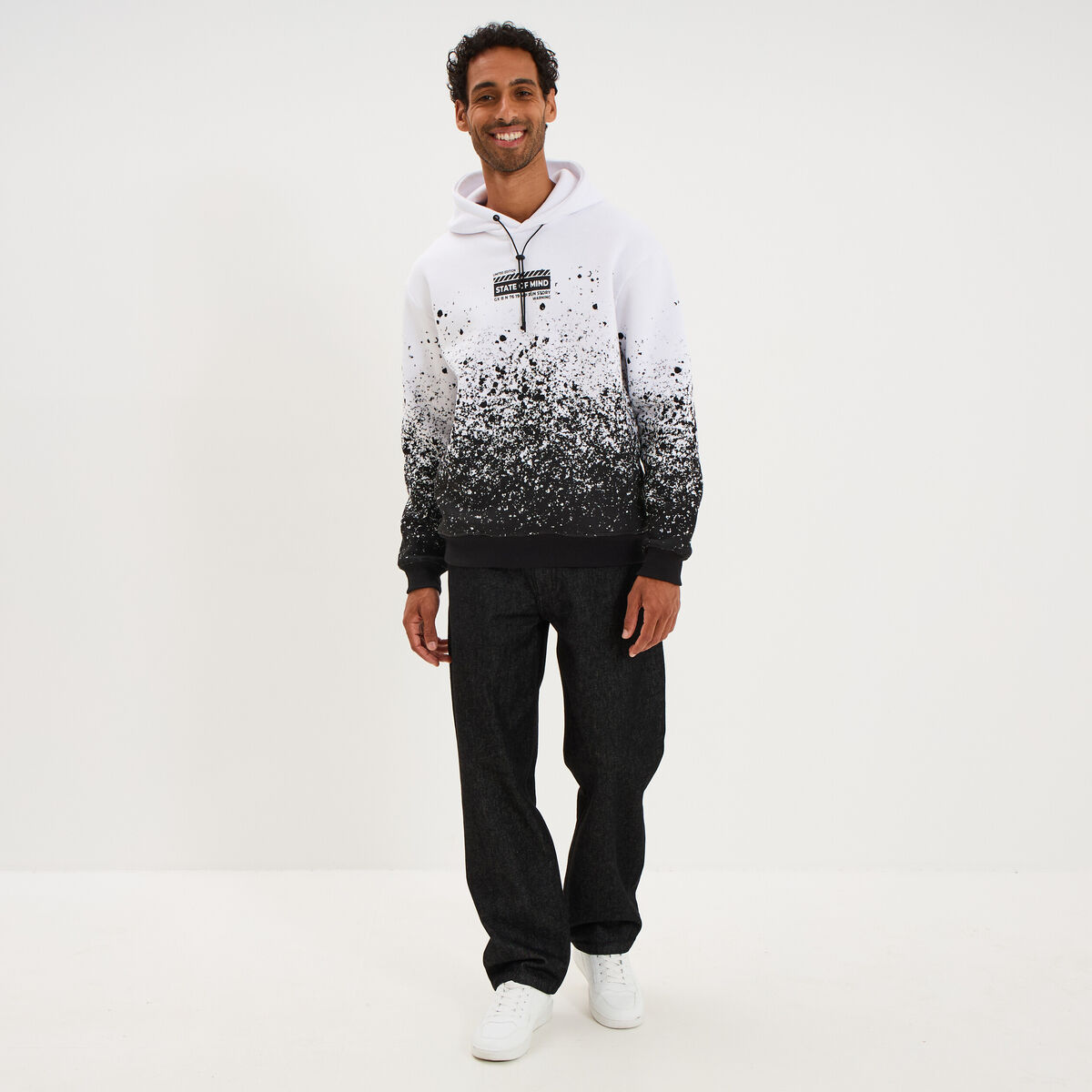 Sweat hoodie &agrave; capuche blanc homme