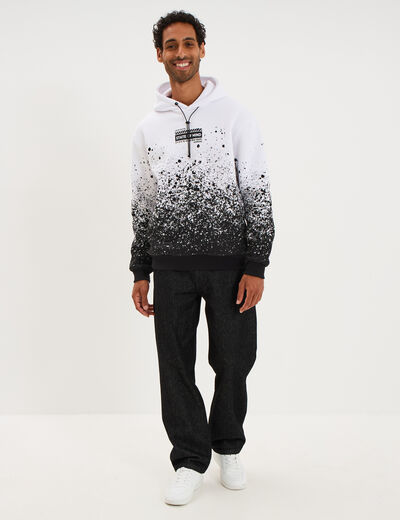 Sweat hoodie &agrave; capuche blanc homme