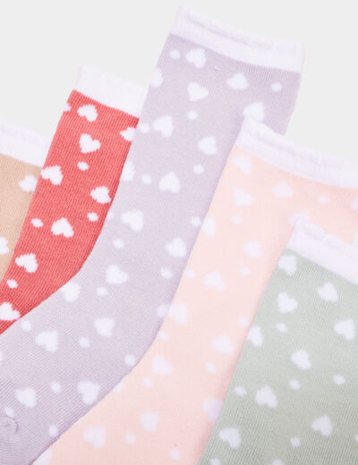 Lot 5 paires chaussettes coton multicolore fille