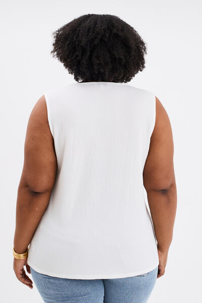D&eacute;bardeur fluide effet gaufr&eacute; blanc femme grande taille