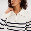 Pull col camionneur zipp&eacute; ecru femme