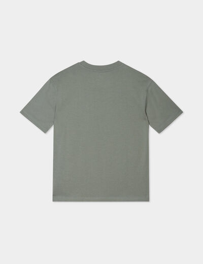 T-shirt oversize 1 poche manches courtes vert kaki garçon