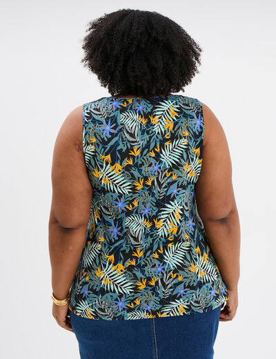Débardeur ajusté sans manches coton noir femme grande taille
