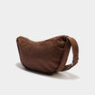 Sac banane effet su&eacute;dine marron fonc&eacute; femme