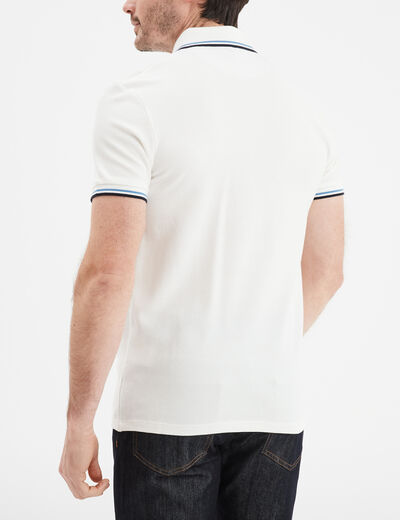 Polo manches courtes 1 poche coton blanc homme
