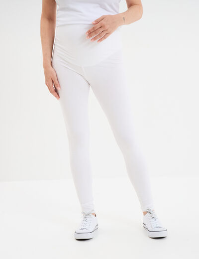 Legging grossesse en coton majoritaire blanc femme maternité