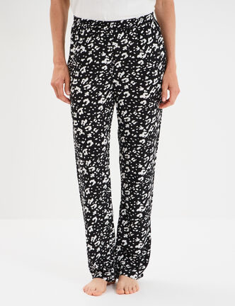 Pantalon de pyjama fluide taille haute noir femme