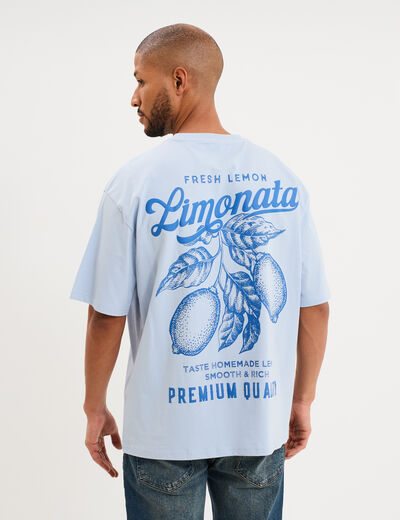 T-shirt coton &eacute;pais manches courtes bleu clair homme