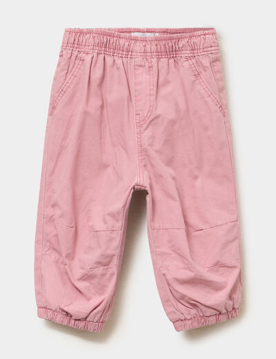 Pantalon doubl&eacute; coton vieux rose b&eacute;b&eacute; fille