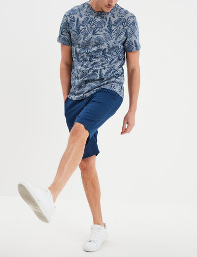 T-shirt manches courtes col rond bleu marine homme