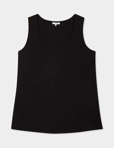 D&eacute;bardeur ajust&eacute; sans manches coton noir femme grande taille