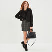 Jupe jacquard courte fendue noir femme