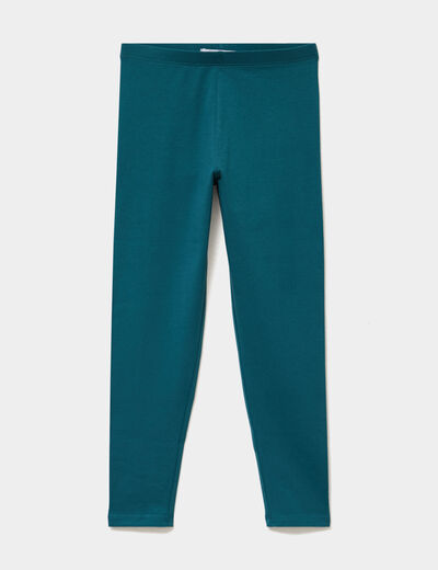 Legging long coton taille &eacute;lastiqu&eacute;e vert fonc&eacute; fille