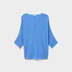 Pull manches 3/4 ajust&eacute; bleu electrique femme grande taille