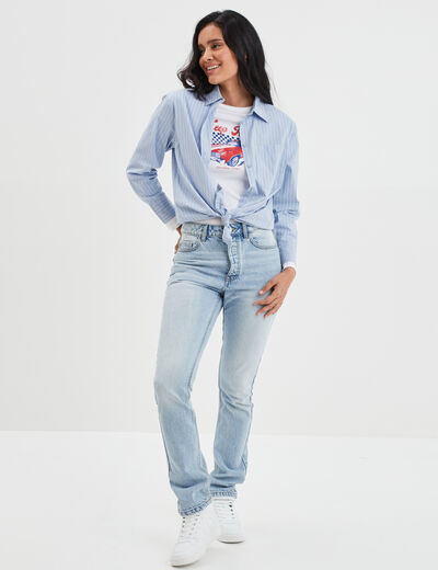 Chemise oversize manches longues bleu ciel femme