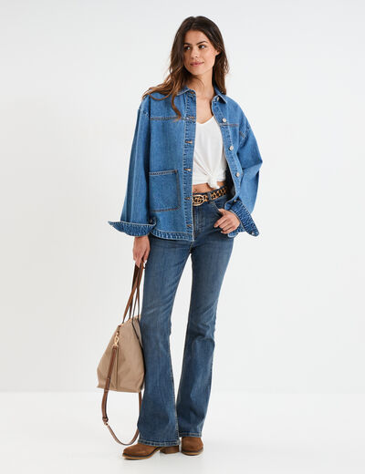Veste surchemise oversize en jean coton denim stone femme