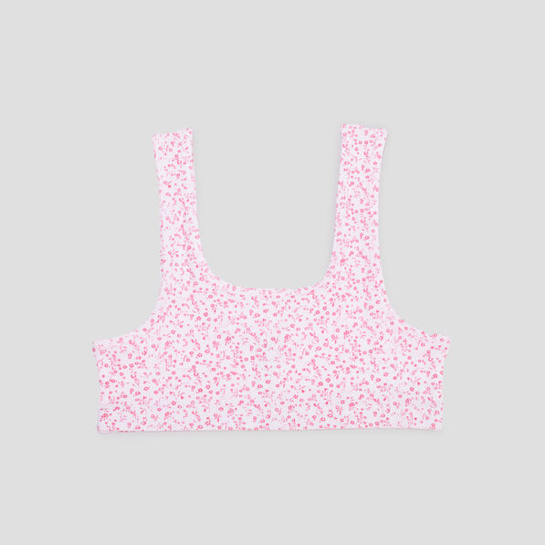Brassière sans coques côtelée coton blanc fille