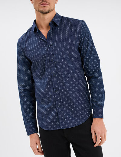 Chemise droite repassage facile bleu marine homme