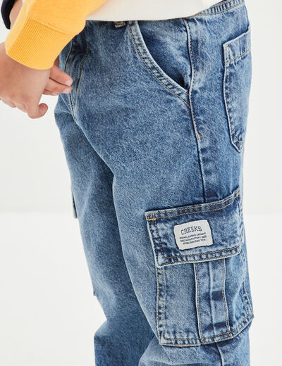 Jeans cargo Creeks denim double stone garçon