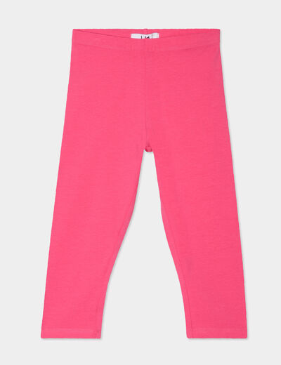 Legging 3/4 coton taille élastiquée rose fushia fille