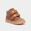 Bottillons &agrave; scratchs cuir bout renforc&eacute; camel b&eacute;b&eacute; gar&ccedil;on