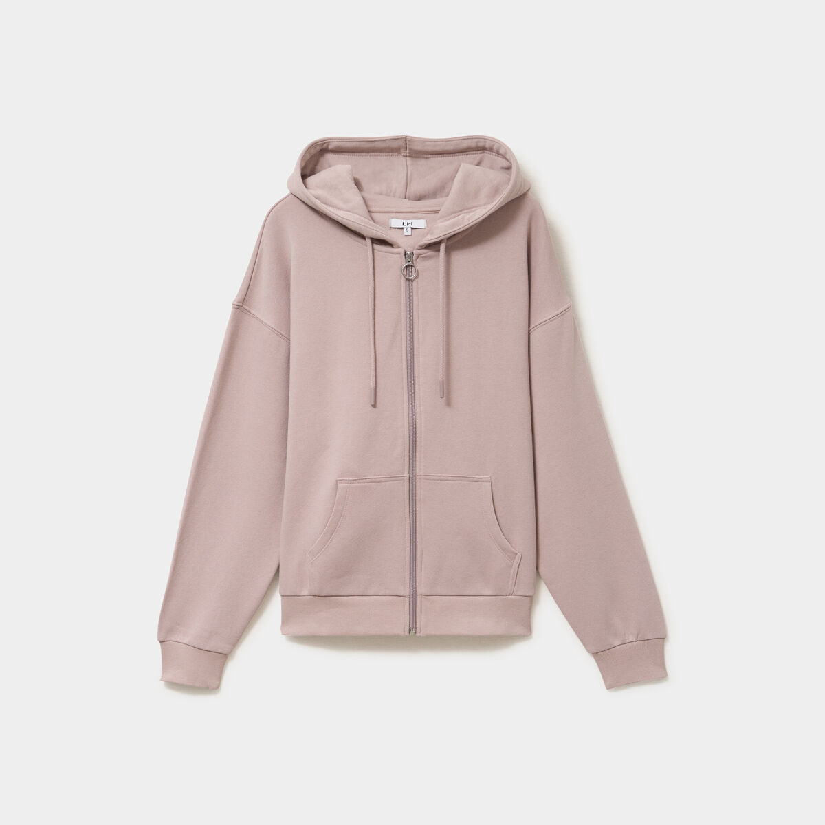 Sweat zipp&eacute; &agrave; capuche marron clair femme