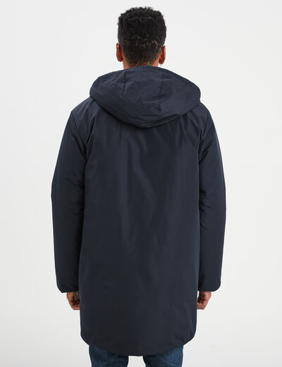 Parka déperlante doublée à capuche bleu foncé homme