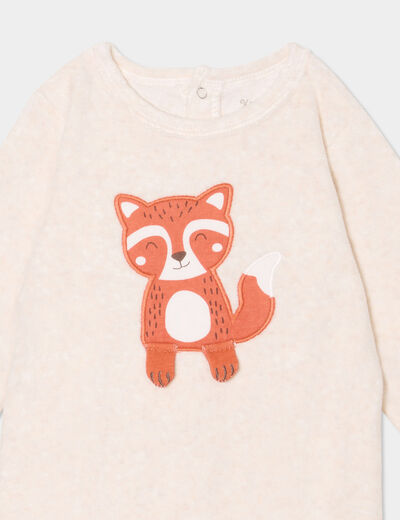 Dors-bien velours manches longues beige b&eacute;b&eacute;