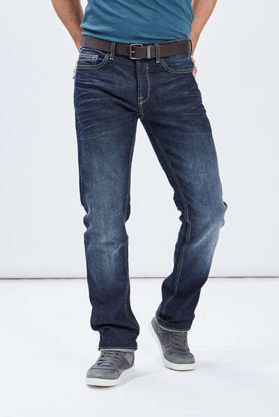Jeans regular ceinturé denim stone homme