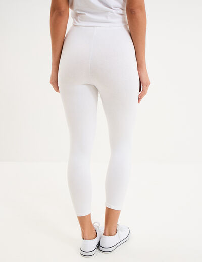 Legging 7/8 &egrave;me taille &eacute;lastiqu&eacute;e blanc femme