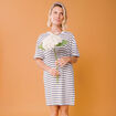 Robe t-shirt manches courtes coton ecru femme
