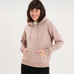 Sweat hoodie 1 poche &agrave; capuche marron clair femme