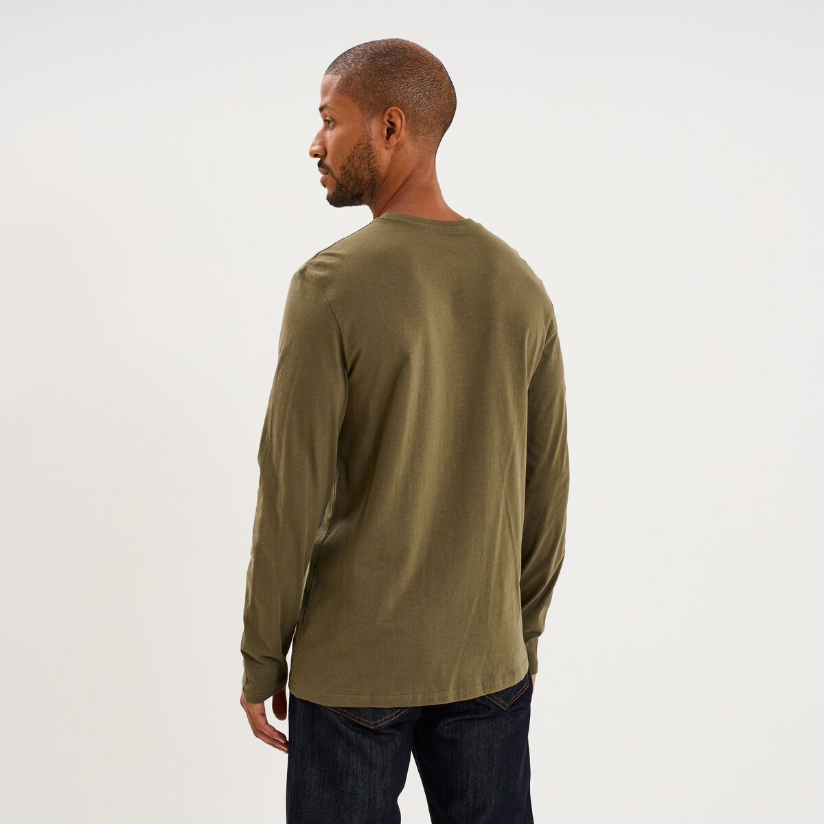 T-shirt manches longues vert kaki homme