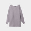 Pull perles et strass au col gris clair femme