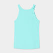 Débardeur côtelé col rond coton bleu turquoise fille